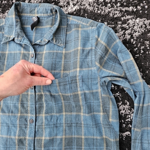 Mountain Hardwear Long Sleeve Flannel Plaid Turquoise Button Up Shirt Women's S - Picture 8 of 14